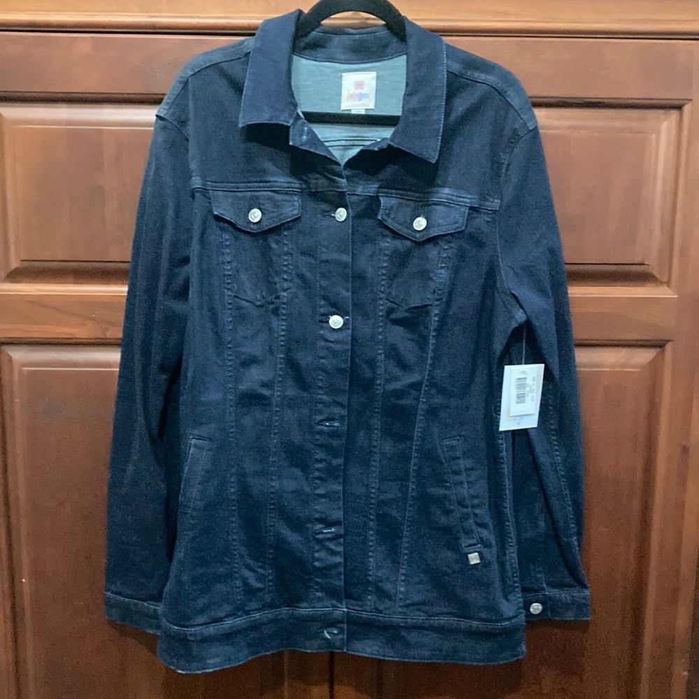 Lularoe Jaxon 2XL denim jacket solid dark blue NWT